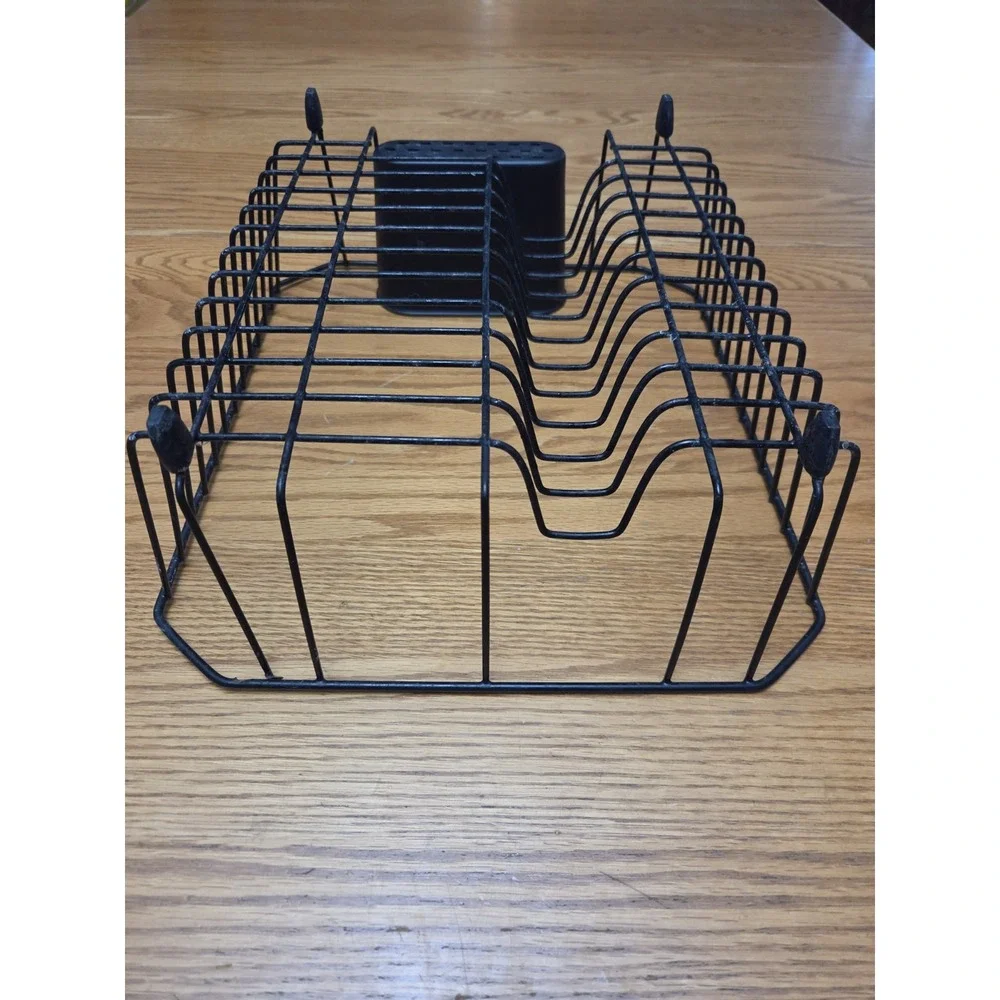 Vintage Black Rubbermaid Dish Drainer Drying Rack Coated Wire With Utensil Cup